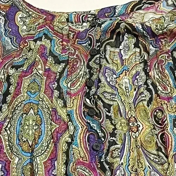 Nicole by Nicole Miller Top Blouse Chiffon Womens Size Large Sheer Geometric - Picture 12 of 14